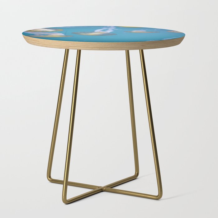 yellow jellies, blue water Side Table