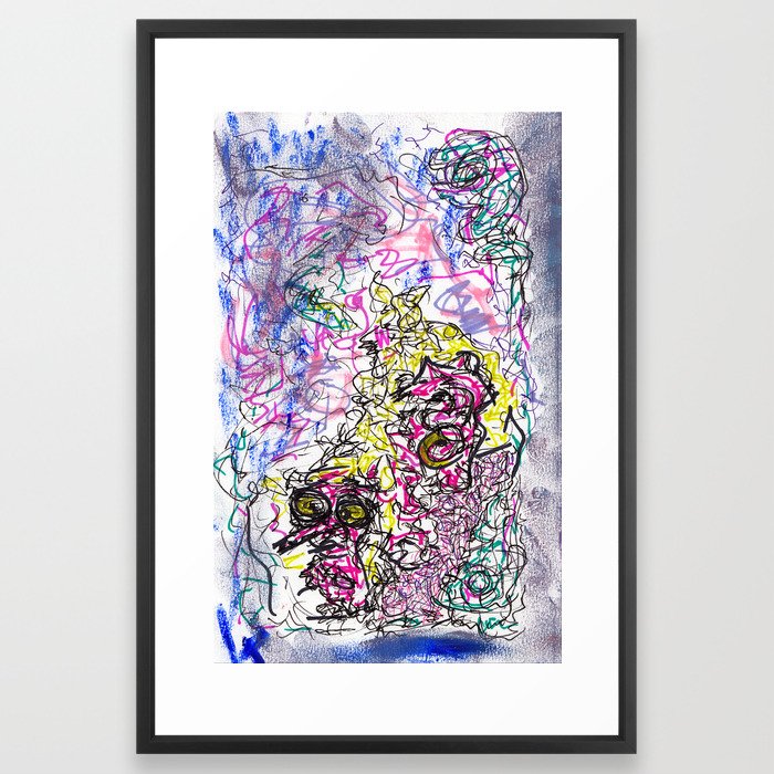 fzzy - mix media, ink and oil pastel Framed Art Print