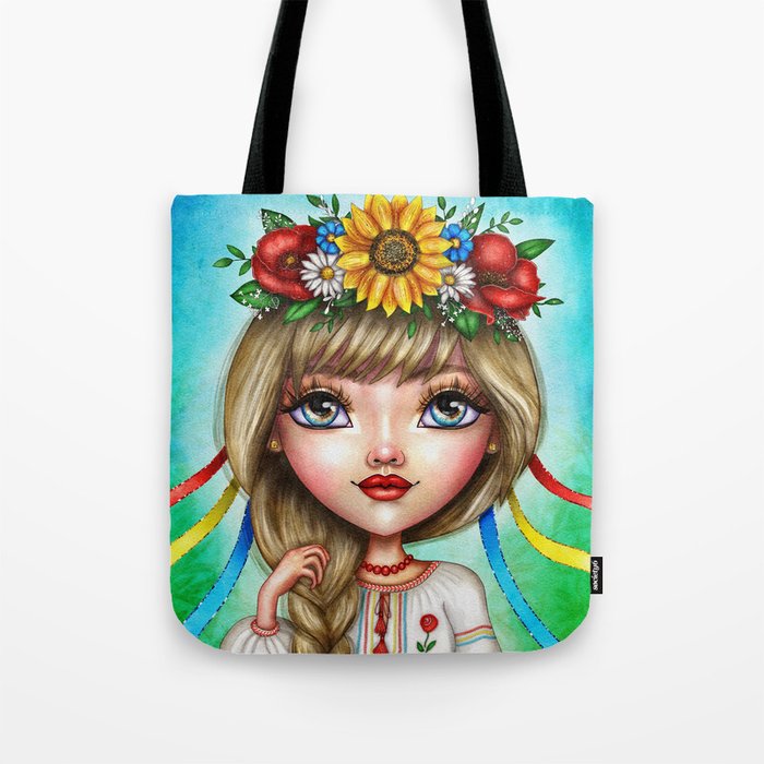 Beautiful Ukrainian Girl in Traditional Dress Tote Bag