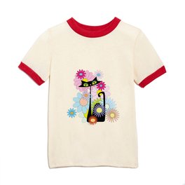 Atomic MCM Cat with Flowers Kids T Shirt