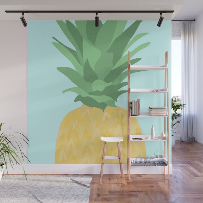 Pop Up Pineapple - Teal Wall Mural