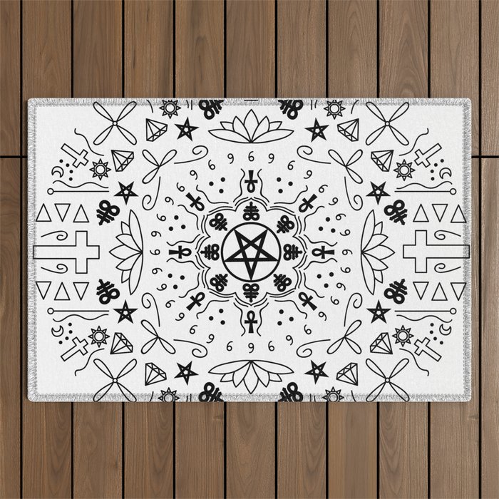 Satanic Mandala - White Outdoor Rug