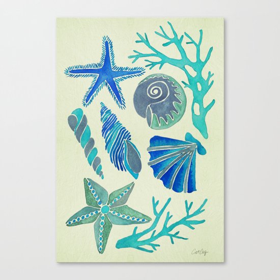 Blue Seashells Canvas Print