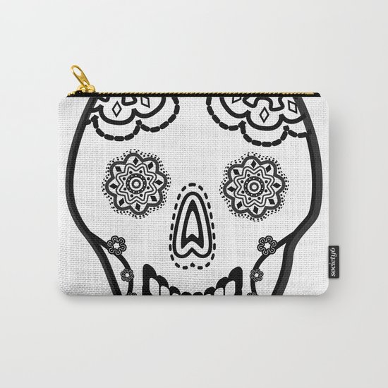 Black and White Sugar Skull (Calavera) Carry-All Pouch