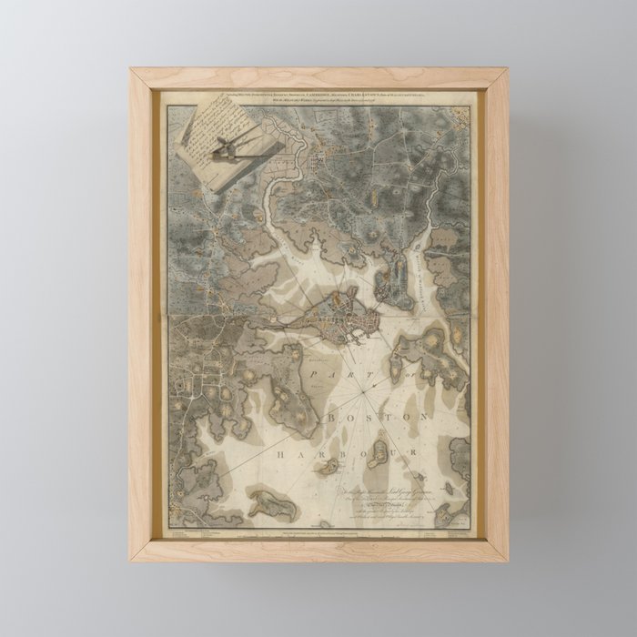 18th Century Massachusetts Map Framed Mini Art Print