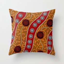 Authentic Aboriginal Art - Untitled Throw Pillow