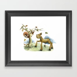 A Fawn and a Squirrel Framed Art Print