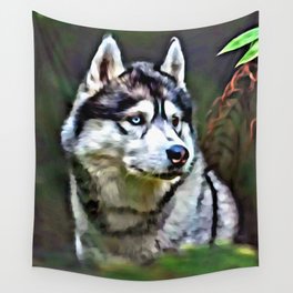 Cute Wolf in The Woods Wall Tapestry