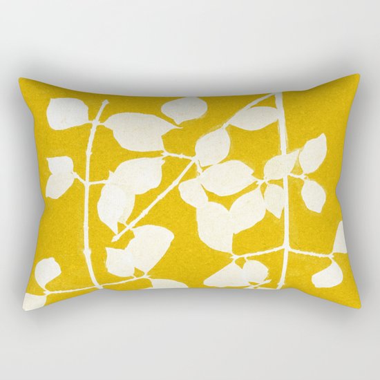 white branch on golden tone Rectangular Pillow