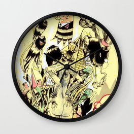 SEARCH & DESTROY. Wall Clock | Curated, Illustration, Watercolor, Pop Surrealism, Ink, Painting, Mixed Media, Pop Art, Aerosol 
