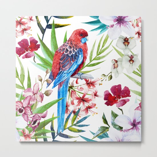 Tropical Bird Pattern 05 Metal Print