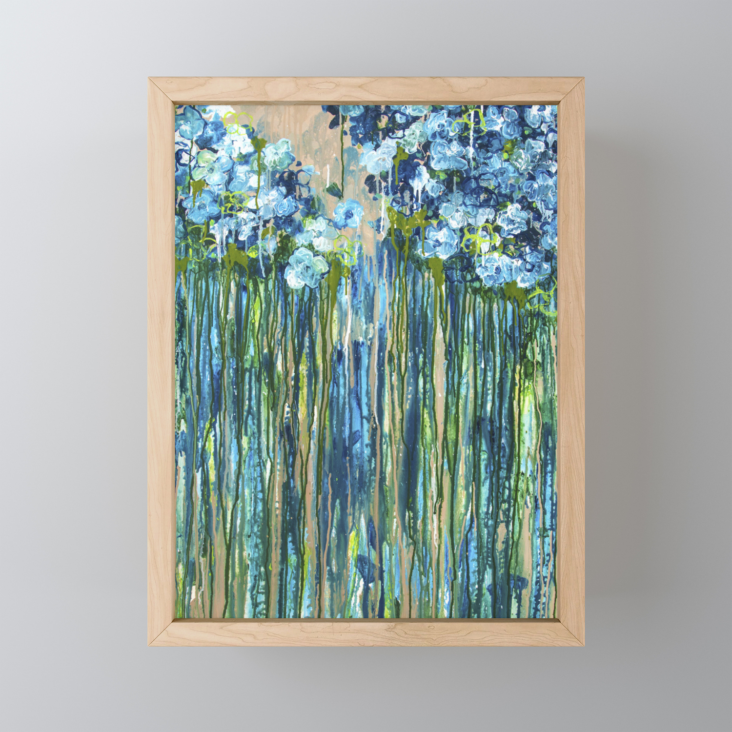 Forget Me Not Blue Floral Abstract Framed Mini Art Print By