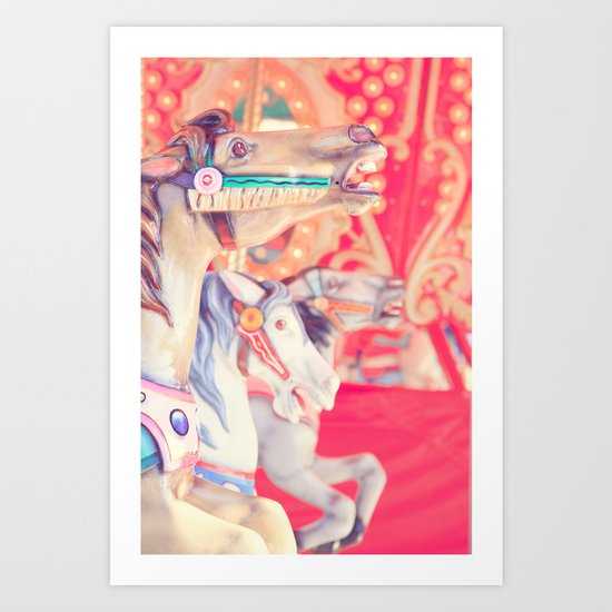 Pink Carousel Horse Art Print