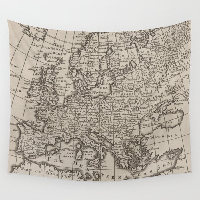 Vintage Map of Europe (1701) Wall Tapestry by BravuraMedia  Society6