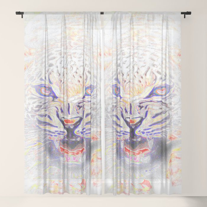 Big Cat Models Mad Leopards 01 02 Sheer Curtain By