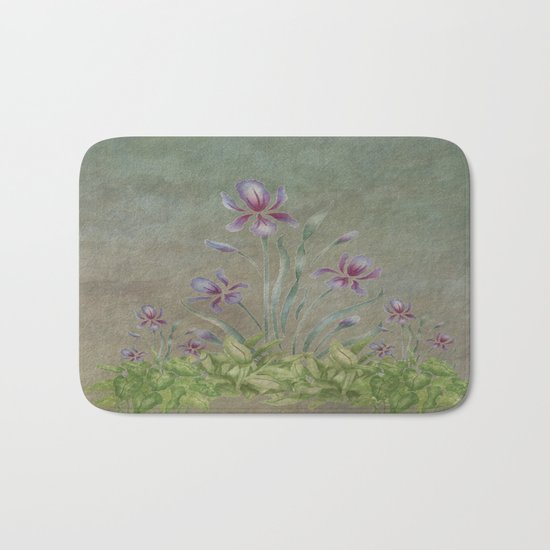 Painterly Spring Flower Garden Bath Mat