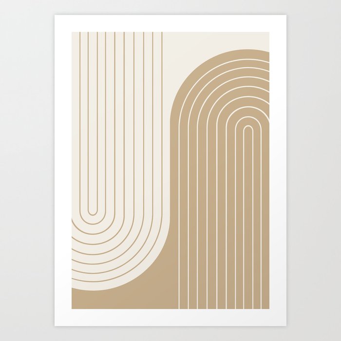 Two Tone Line Curvature LXV Earthy Boho Modern Arch Abstract Art Print