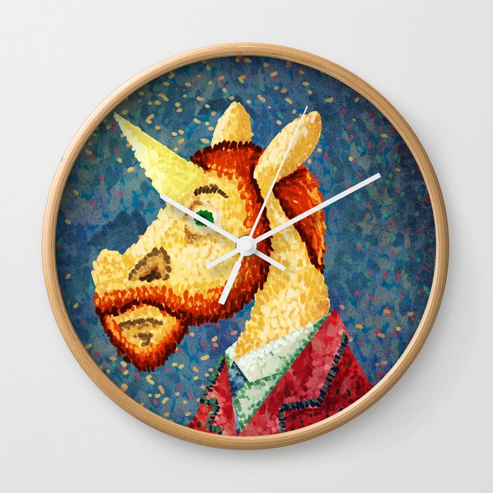 Pointillism Unicorn Wall Clock