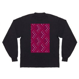 Valentine's retro polka dots 3D diamonds check burgundy Long Sleeve T-shirt