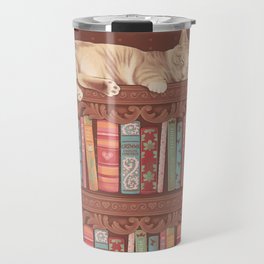 Cat in the library Travel Mug
