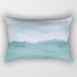 Ocean Clouds - Mint Blue White Gray Abstract Wall Art Painting Rectangular Pillow