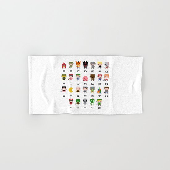 Video Games Pixel Alphabet Hand & Bath Towel