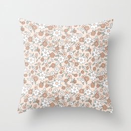Vintage Boho floral pattern in Neutral Cream White Sage Throw Pillow