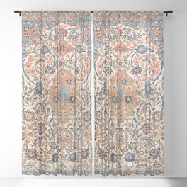 Isfahan Antique Central Persian Carpet Print Sheer Curtain