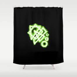 Glowing green cyberpunk pattern Shower Curtain