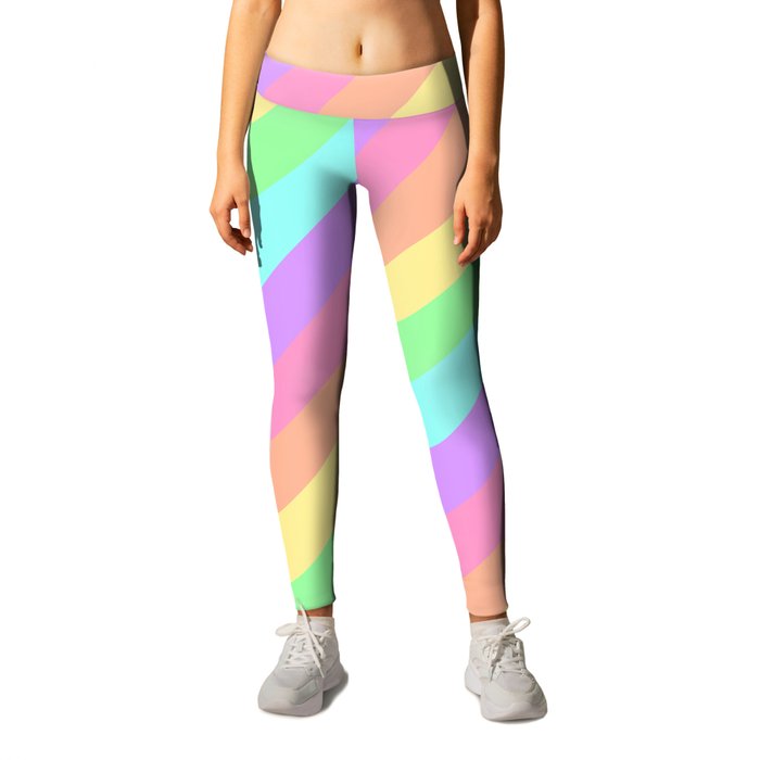 Pastel Rainbow Diagonal Stripes Leggings by The Pastel Witch