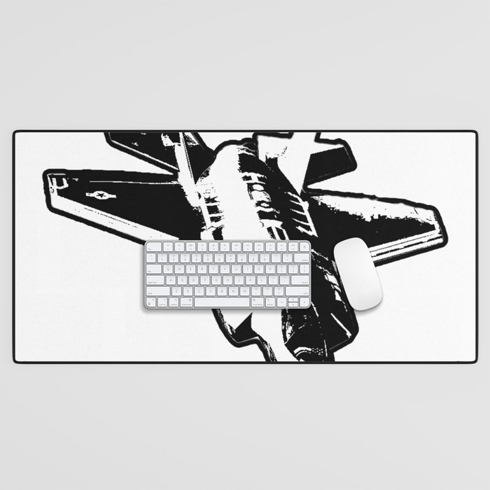 Black Fighter Jet Desk Mat