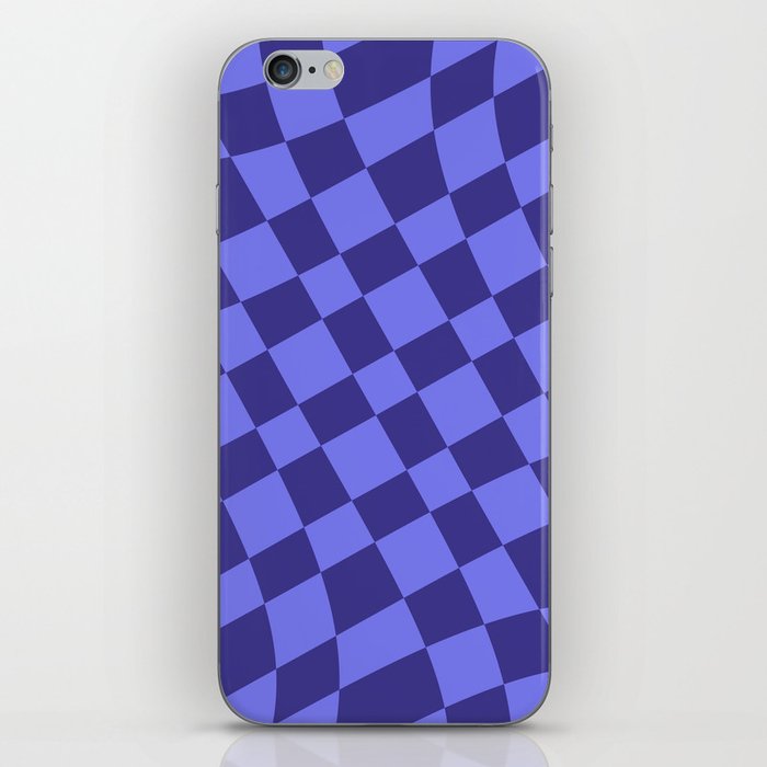 Abstract Warped Checkerboard pattern - Dark Slate Blue and Medium Slate Blue iPhone Skin