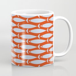 Coastal Fish Retro Pattern in Pale Blue and Bold Red Orange Mug