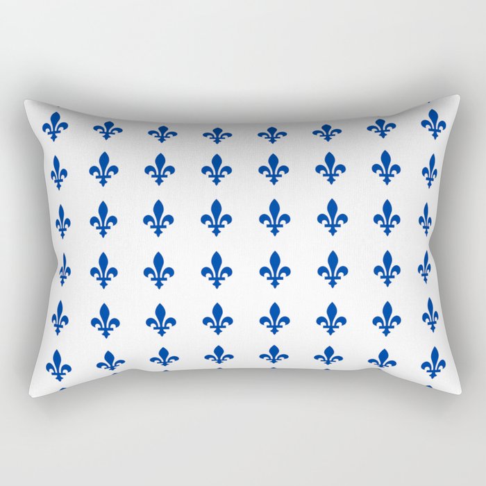 Blue Fleur De Lis Print Rectangular Pillow