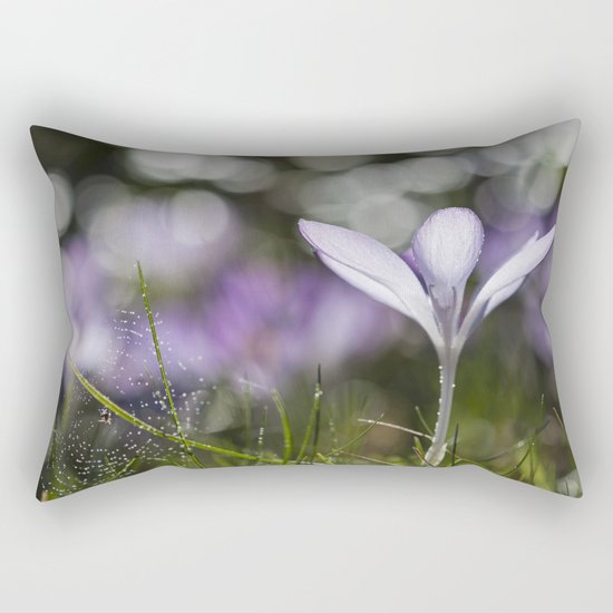 Blue Spring Flower Crocus - Floral Rectangular Pillow