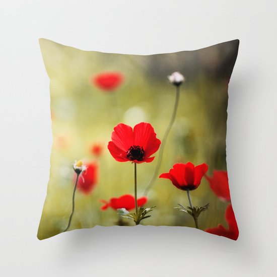 Wild Anemones Throw Pillow