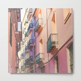 Spain Photography - Colorful Apartments In A Narrow Street  Metal Print