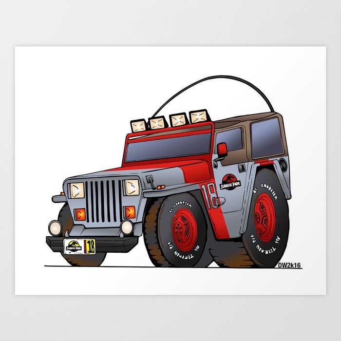 Wallpaper Jurassic Park Jeep Art Print By Willistrations Society6 Desktop Wallpaper Free