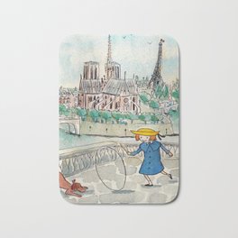 Madeline true watercolor Paris Notre Dame Bath Mat | Toureiffel, Seineriver, Painting, Paris, Roaringtwenties, Cityscape, Eiffeltower, Vintage, Aquarelle, Watercolor 