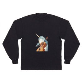 Narwhal cello player watercolor Long Sleeve T-shirt