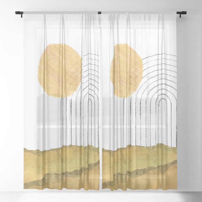 Abstract boho collage Sheer Curtain