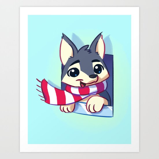 Window Doggy Doodle Art Print