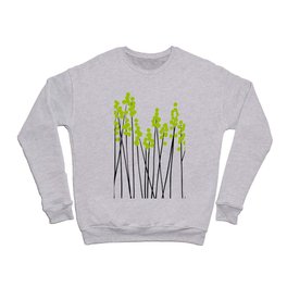Hello Spring! Green/Black Retro Plants on White #decor #society6 #buyart Crewneck Sweatshirt