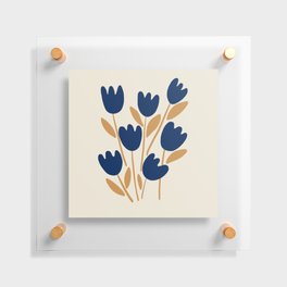 Navy Tulips Abstract Floral Floating Acrylic Print