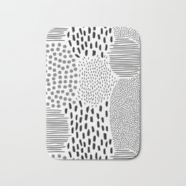 Abstract black and white pencil doodle pattern Bath Mat