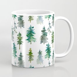 White Snowy Winter Mountains And Trees Watercolor Landscape Pattern Coffee Mug