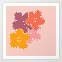 Hippie Flowers on Pink Art Print