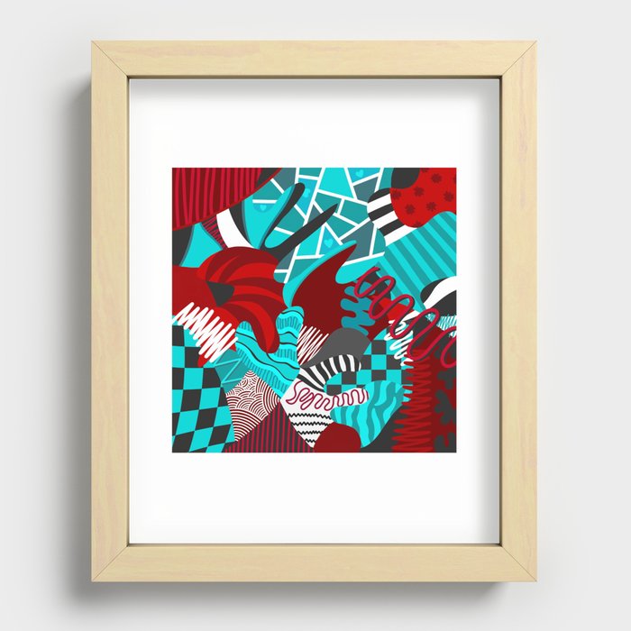 Abstract geometric colorful pattern with red and blue tones Recessed Framed Print
