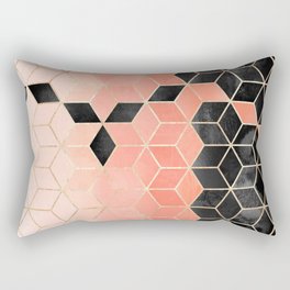 Black And Coral Cubes Rectangular Pillow