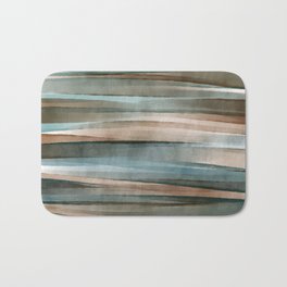 Soft Harbor blue, Teal green & Coca mocha warm brown _ abstract watercolor  waves Bath Mat